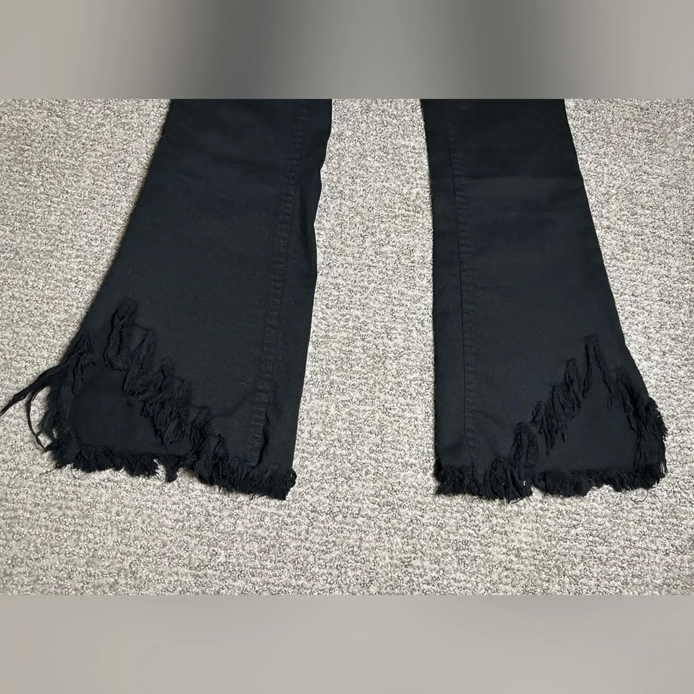 Oak + Fort Black Raw Hem Flare Jeans - Size Medium - Picture 4 of 6